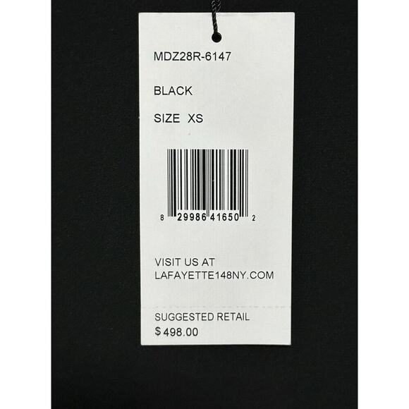LAFAYETTE 148 NWT Wynona Black Crepe Ruched Sleeve Pockets Midi Shift Dress XS - Picture 2 of 8